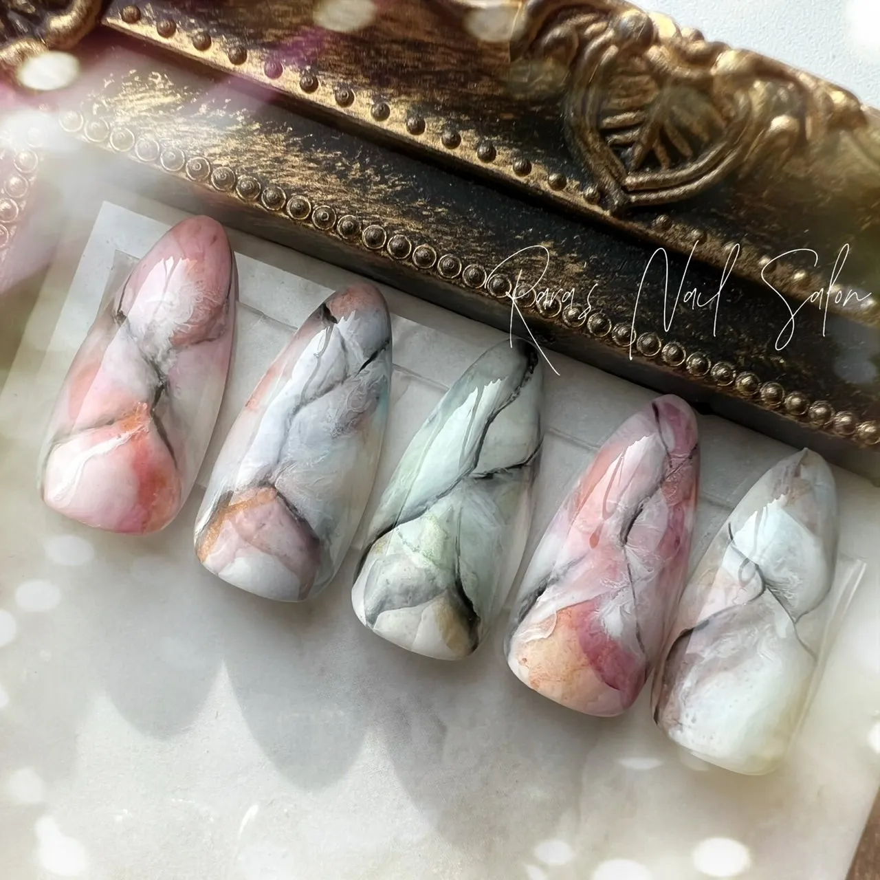 水彩大理石ネイル